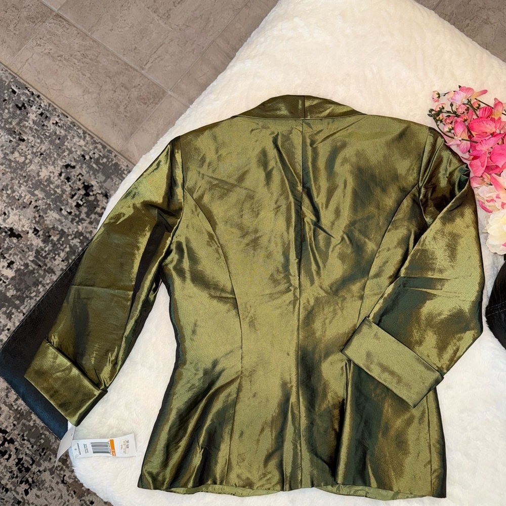 Alex Evenings Shimmering Olive Blazer Size Small - Picture 8 of 8